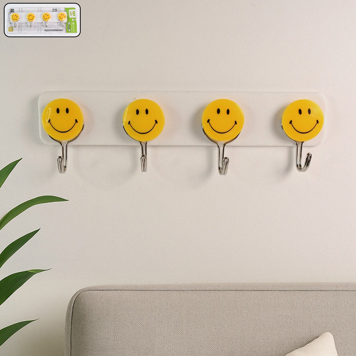 Multipurpose Self-Adhesive 4 hooks for wall Hook (1 Pc) Multipurpose Self-Adhesive 4 hooks for wall Hook (1 Pc)